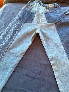 Missoni Rare Two-Tone Embroidered Zigzag Denim Jeans - Blue